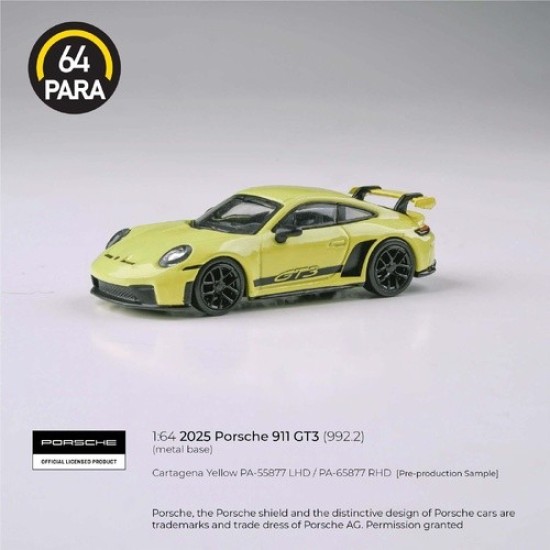 1/64 PORSCHE 911 GT3 (992.2) CARTAGENA YELLOW 2025 (RHD) PA-65877
