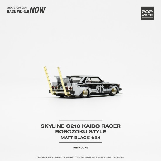 PR640073 - 1/64 SKYLINE C210 KAIDO RACER - BOSOZOKU STYLE MATTE BLACK