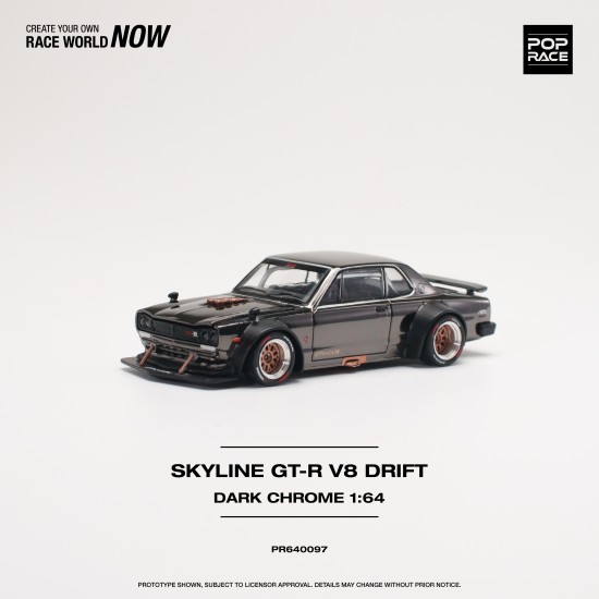 1/64 SKYLINE GT-R V8 DRIFT (HAKOSUKA) DARK CHROME