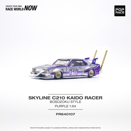 1/64 SKYLINE C210 KAIDO RACER (BOSOZOKU STYLE) PURPLE CHROME/SILVER