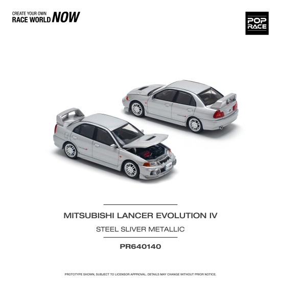 PR640140 - 1/64 MITSUBISHI LANCER EVOLUTION IV STEEL SILVER