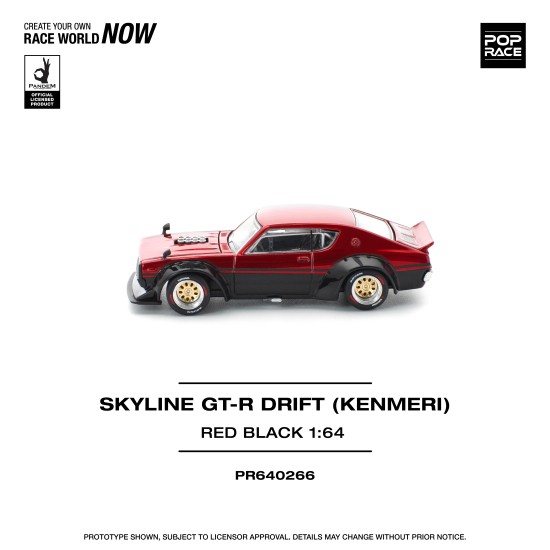 1/64 SKYLINE GT-R DRIFT KPGC110 KENMERI - RED/BLACK PR640266