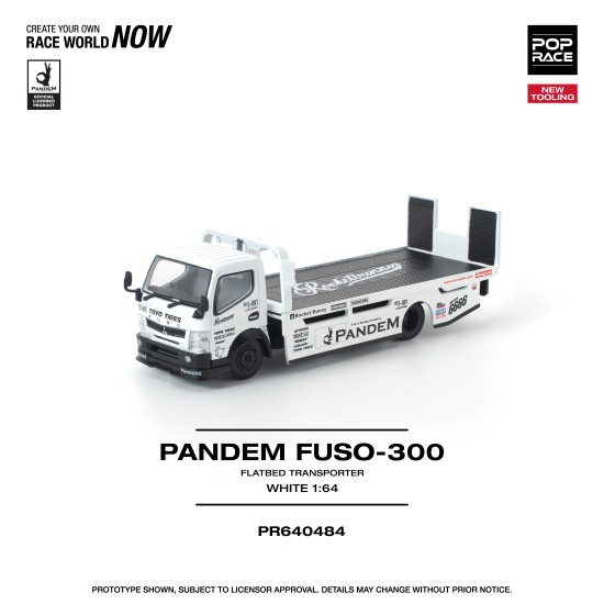 1/64 PANDEM FUSO 300 FLATBED TRANSPORTER WHITE NEW TOOLING