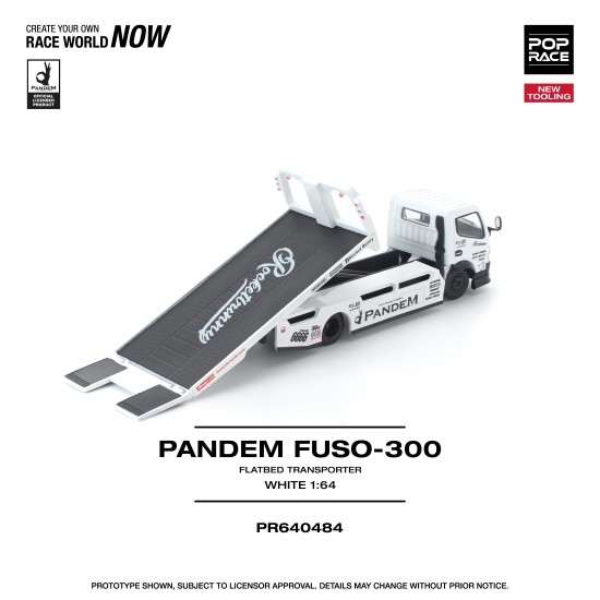 1/64 PANDEM FUSO 300 FLATBED TRANSPORTER WHITE NEW TOOLING