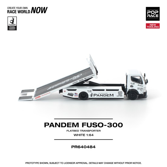 1/64 PANDEM FUSO 300 FLATBED TRANSPORTER WHITE NEW TOOLING