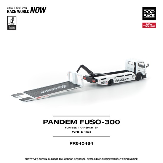1/64 PANDEM FUSO 300 FLATBED TRANSPORTER WHITE NEW TOOLING