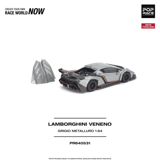 1/64 LAMBORGHINI VENENO GRIGIO METALLURO NEW TOOLING