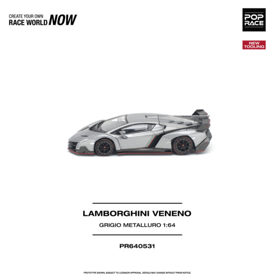 1/64 LAMBORGHINI VENENO GRIGIO METALLURO NEW TOOLING