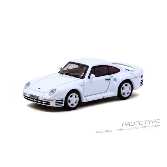 1/64 PORSCHE 959 WHITE MODEL CAR PLUS TRADING CARDS COMBO SET