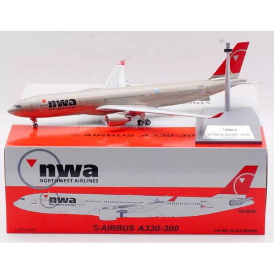 1/200 NORTHWEST AIRLINES AIRBUS A330-323 N806NW WITH STAND B-333-806NW
