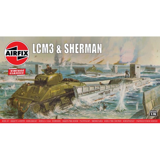 1/76 LCM3 AND SHERMAN TANK (PLASTIC KIT) A03301V