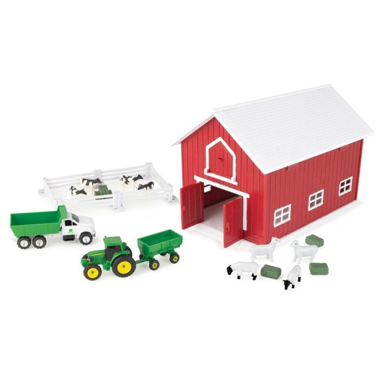 1/64 JOHN DEERE 24PC PLAYSET WITH RED BARN 47333