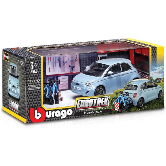 1/24 FIAT 500E W/BIKE RACK LIGHT BLUE 23012