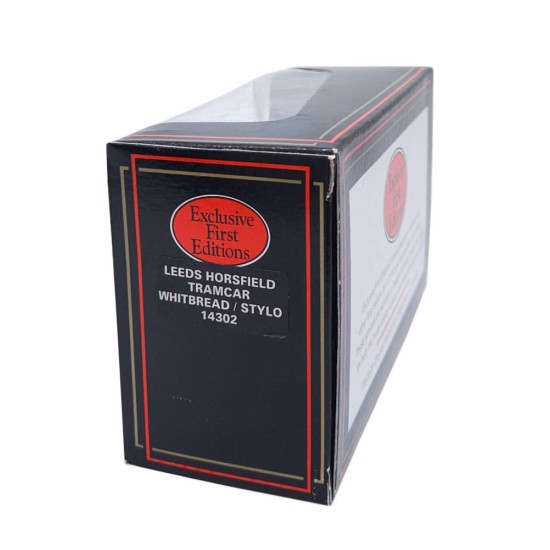 EFE 1/76 LEEDS HORSFIELD TRAMCAR WHITBREAD / STYLO ROUTE 12 MIDDLETON 14302