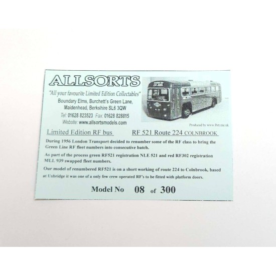 EFE ALLSORTS 2006 1/76 AEC REGAL IV RF LONDON TRANSPORT RT 224 COLNBROOK AS02