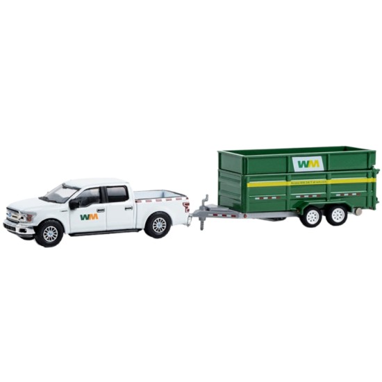 1/64 2018 FORD F-150 SUPERCREW WASTE MANAGEMENT WITH DOUBLE-AXLE DUMP TRAILER