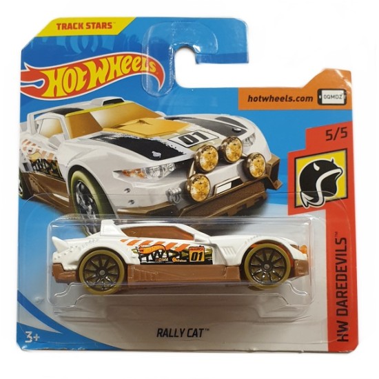 HOT WHEELS HW DAREDEVILS 2018 RALLY CAT WHITE 5/5 SHORT CARD