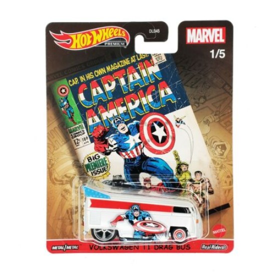 HOT WHEELS MARVEL VOLKSWAGEN T1 DRAG BUS CAPTAIN AMERICA 1/5 GRL44