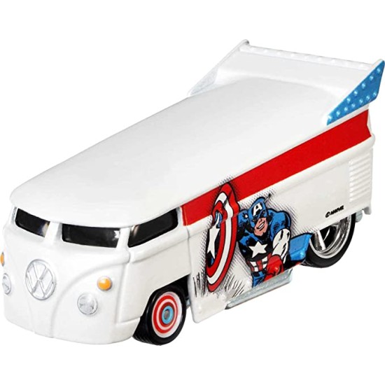 HOT WHEELS MARVEL VOLKSWAGEN T1 DRAG BUS CAPTAIN AMERICA 1/5 GRL44