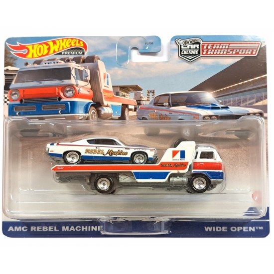 HOT WHEELS TEAM TRANSPORT AMC REBEL MACHINE & WIDE OPEN #43 HCR38