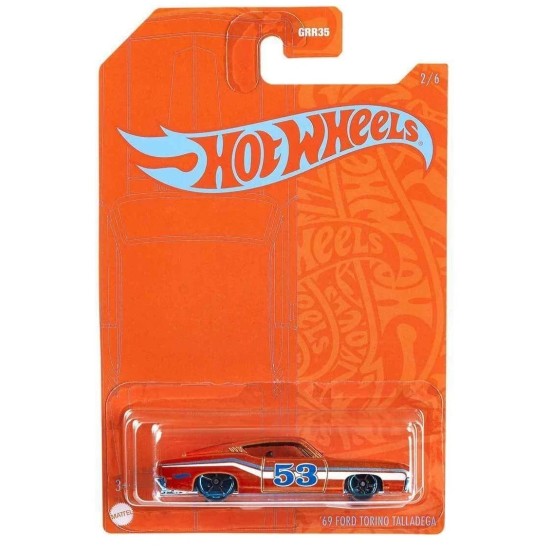 HOT WHEELS ORANGE AND BLUE SERIES '69 FORD TORINO TALLADEGA 2/6 GRR09