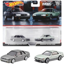 1/64 HOTWHEELS PREMIUM 2 PACK '91 NISSAN SENTRA SE-R AND NISSAN SILVIA (S13)