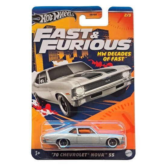 HOT WHEELS FAST & FURIOUS HW DECADES OF FAST '70 CHEVROLET NOVA SS 2/5 HRW42