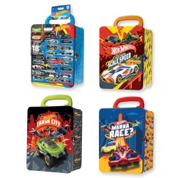 1/64 HOTWHEELS METAL CAR CARRY CASE ASSORTED DESIGNS