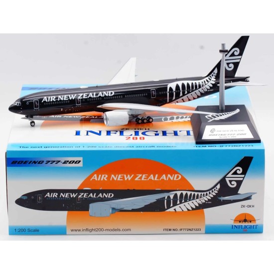 1/200 AIR NEW ZEALAND BOEING 777-219/ER ZK-OKH BLACK WITH STAND IF772NZ1223