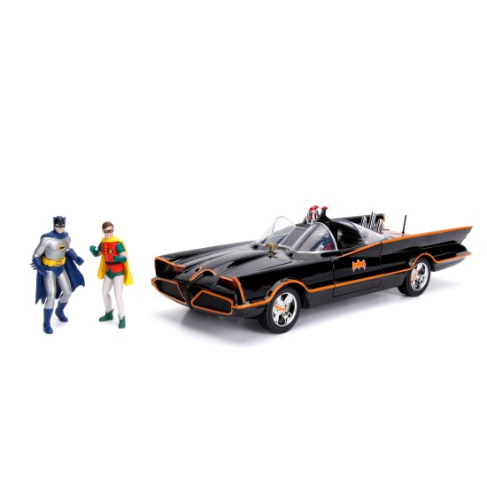 1/18 1966 CLASSIC BATMOBILE WITH BATMAN AND ROBIN FIGURES 98625