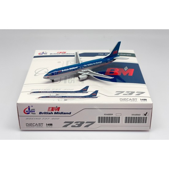 1/400 BRITISH MIDLAND B737-400 THE AIRLINE FOR EUROPE G-OBMG W/ ANTENNA XX40060