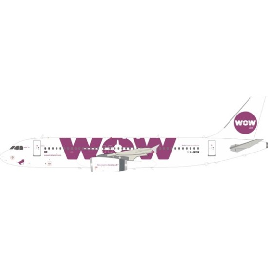 D 1/200 WOW AIR AIRBUS A320-232 LZ-WOW WITH STAND