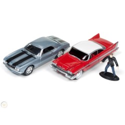 1/64 1958 PLYMOUTH FURY FROM CHRISTINE AND 1967 CHEVROLET CAMARO WITH FIGURE 2 CAR SET
