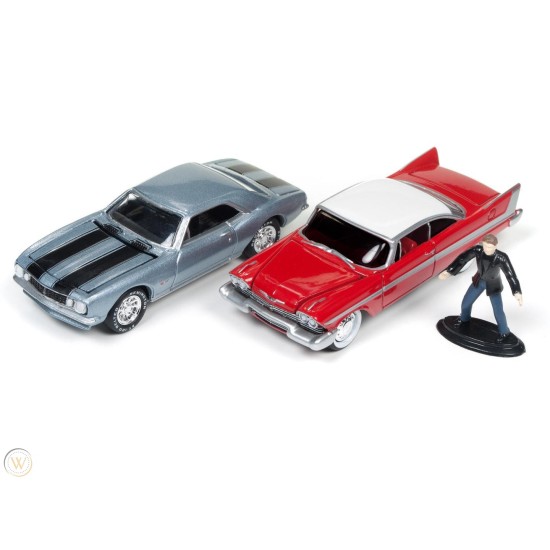 1/64 1958 PLYMOUTH FURY FROM CHRISTINE AND 1967 CHEVROLET CAMARO WITH FIGURE 2 CAR SET