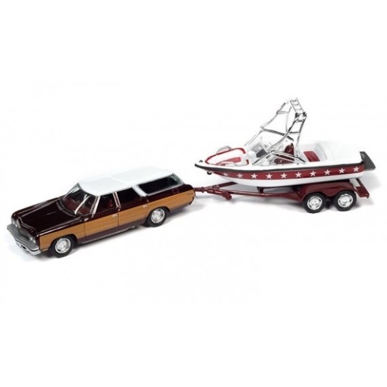 1/64 1973 CHEVY CAPRICE WITH BOAT AND TRAILER JLBT019