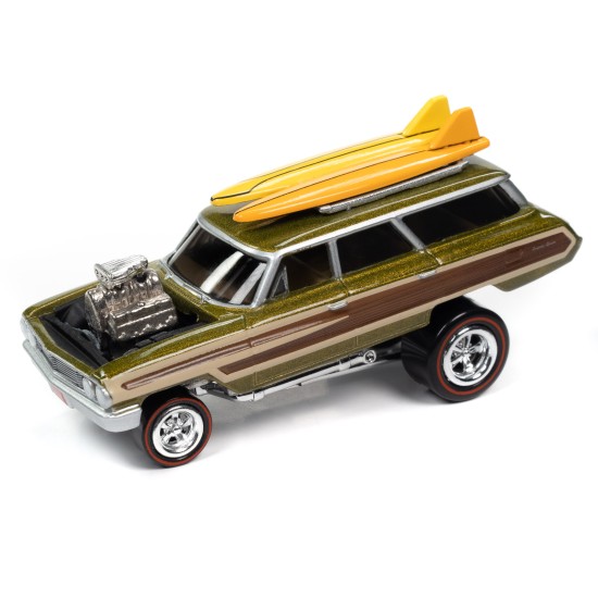 1/64 ZINGERS 1964 FORD COUNTRY SQUIRE SURFIN LIME JLSF025 A