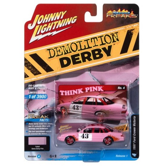 1/64 DEMOLITION DERBY 1997 FORD CROWN VICTORIA PINK JLSF025 A