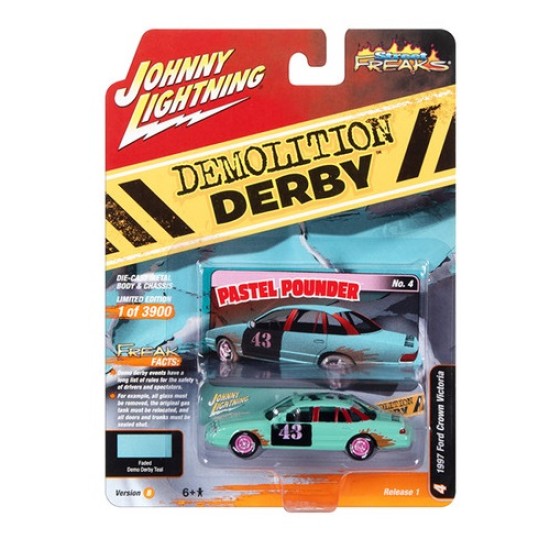 1/64 DEMOLITION DERBY 1997 FORD CROWN VICTORIA TEAL JLSF025 B