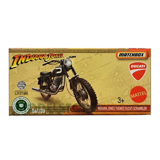 MATCHBOX 2024 POWERGRABS INDIANA JONES THEMED DUCATI SCRAMBLER 06/100 JFD96