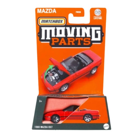 MATCHBOX MOVING PARTS 1/64 1988 MAZDA RX7 RED HVN06