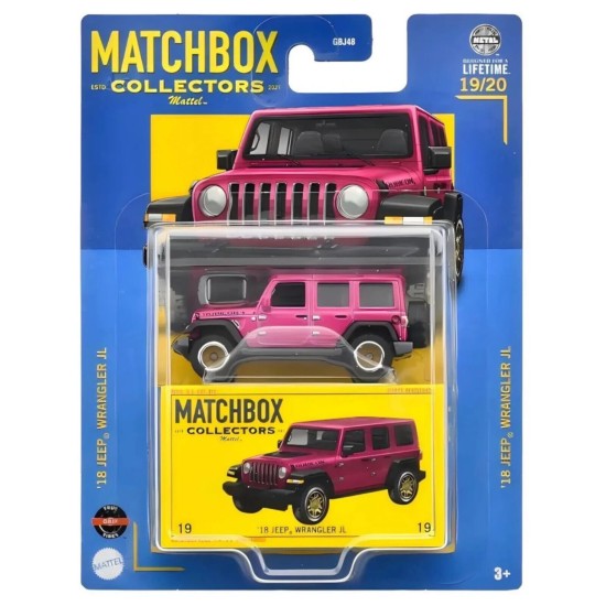 MATCHBOX COLLECTORS '18 JEEP WRANGLER JL 19/20 HVW24