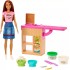 BARBIE YOU CAN BE ANYTHING DOUGH NOODLE MAKER BRUNETTE DOLL AND PLAYSET GHK44