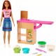 BARBIE YOU CAN BE ANYTHING DOUGH NOODLE MAKER BRUNETTE DOLL AND PLAYSET GHK44