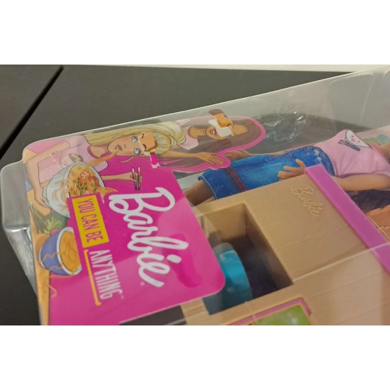 BARBIE YOU CAN BE ANYTHING DOUGH NOODLE MAKER BRUNETTE DOLL PLAYSET - BOX DAMAGE