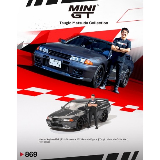 1/64 NISSAN SKYLINE GT-R (R32) NISMO GUNMETAL WITH MATSUDA FIGURE (RHD) TSUGIO MATSUDA COLLECTION