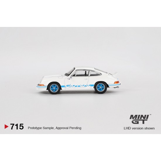 1/64 PORSCHE 911 CARRERA RS 2.7 GRAND PRIX WHITE WITH BLUE LIVERY (LHD)