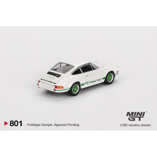 1/64 PORSCHE 911 CARRERA RS 2.7 GRAND PRIX WHITE WITH GREEN LIVERY (LHD)