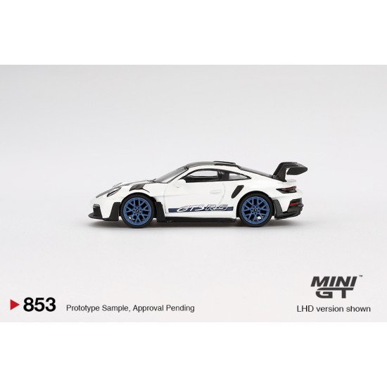 1/64 PORSCHE 911 (992) GT3 RS WEISSACH PACKAGE WHITE WITH INDIGO BLUE (RHD) BLISTER PACKAGING