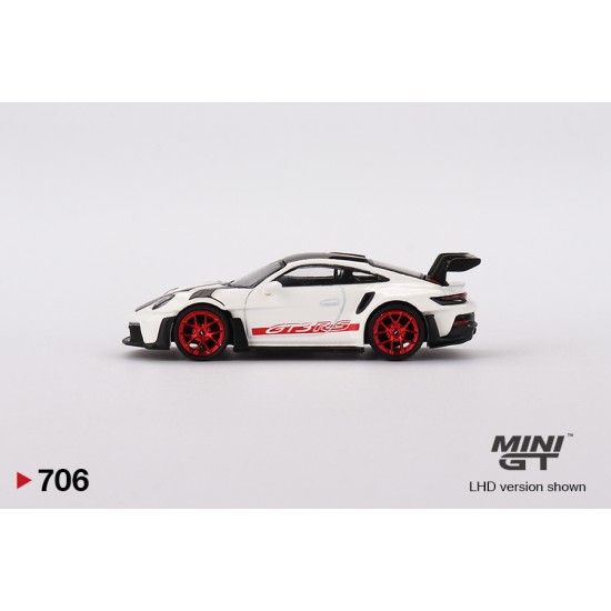 1/64 PORSCHE 911 (992) GTS RS WEISSACH PACKAGE WHITE WITH PYRO RED (RHD)