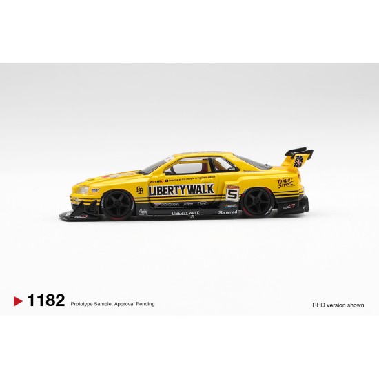 1/64 NISSAN LB-ER34 SUPER SILHOUETTE SKYLINE SPORT YELLOW (RHD) BLISTER PACKAGING